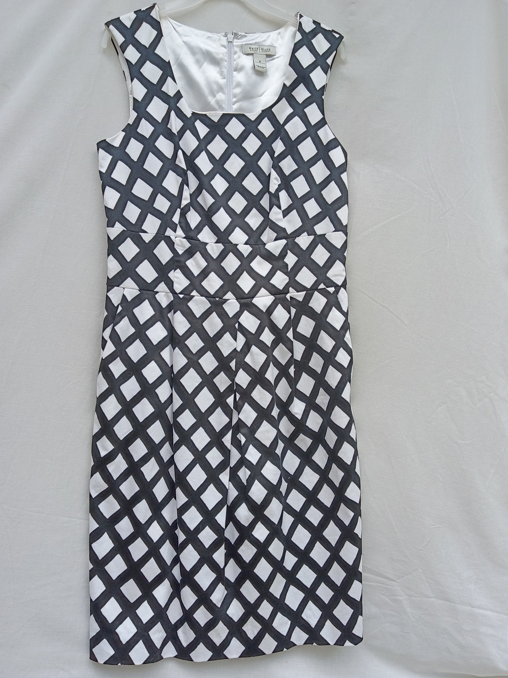 White House Black Market Black and White Lattice Midi Dress